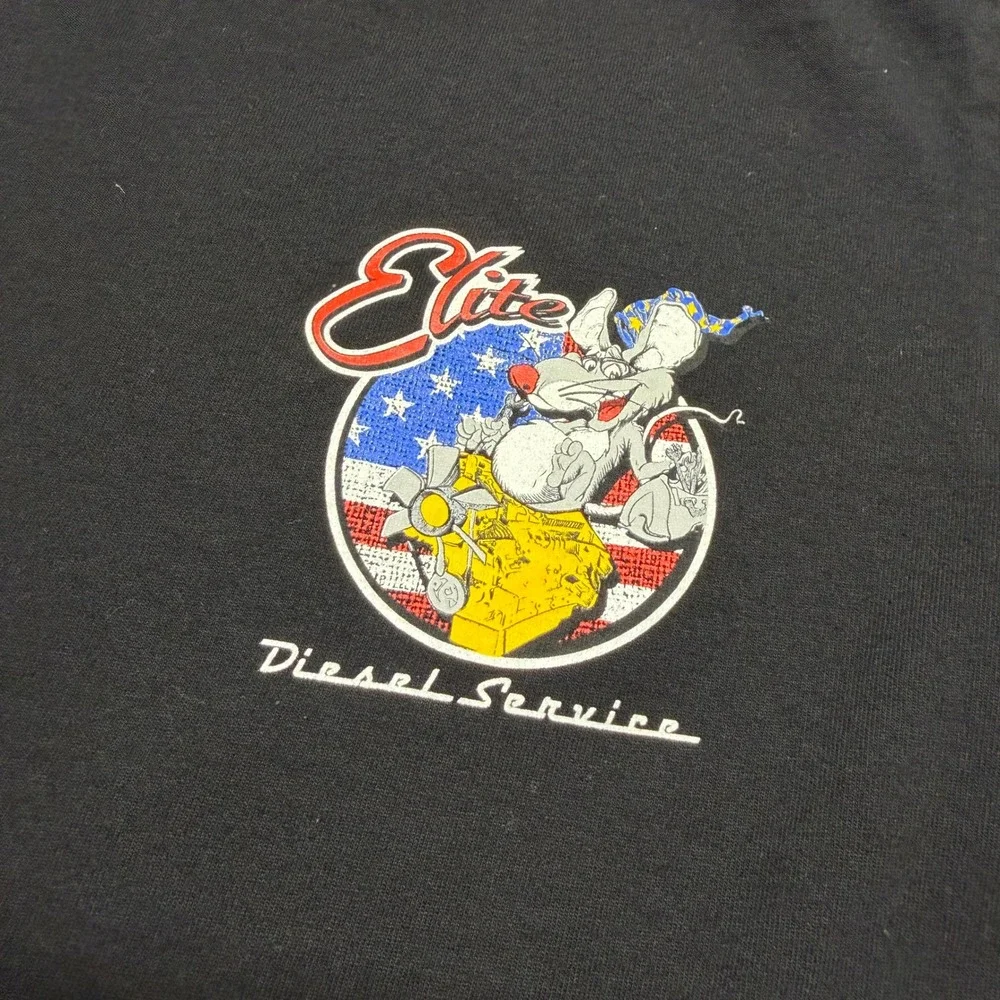 Vintage Bayside Elite Diesel Service Rat The Wizard Trucking T-Shirt Black Small - Picture 4 of 8
